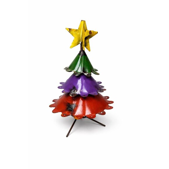 Handmade Mexican Folk Art Recycled Metal Rustic Christmas Trees - Picture 5 of 6